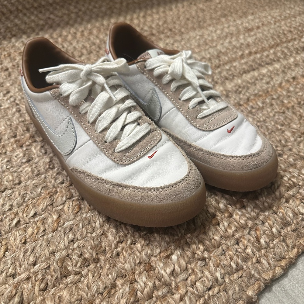 Nike White and Tan Low-Top Sneakers